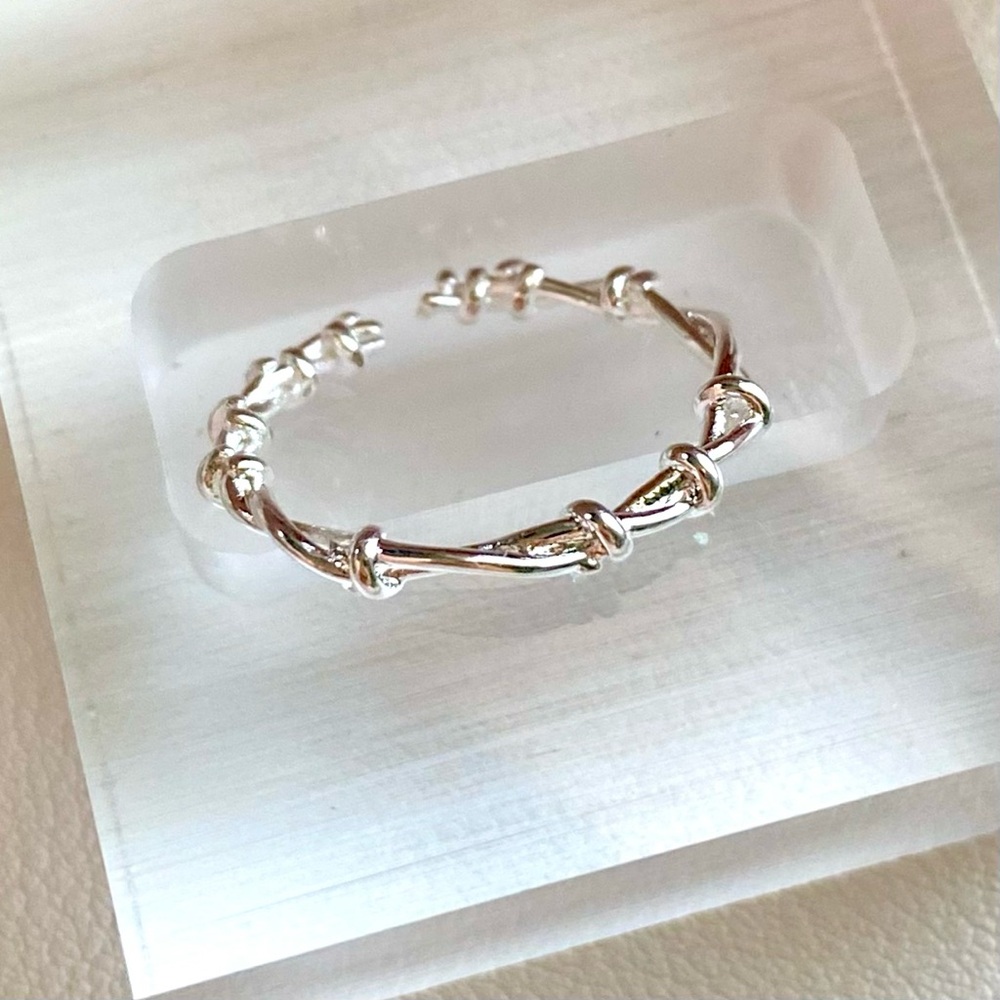 Delicate Knotted Silver Stackable Ring